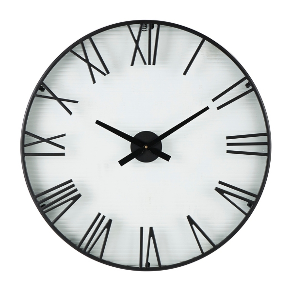 Black Metal Clear Glass Wall Clock
