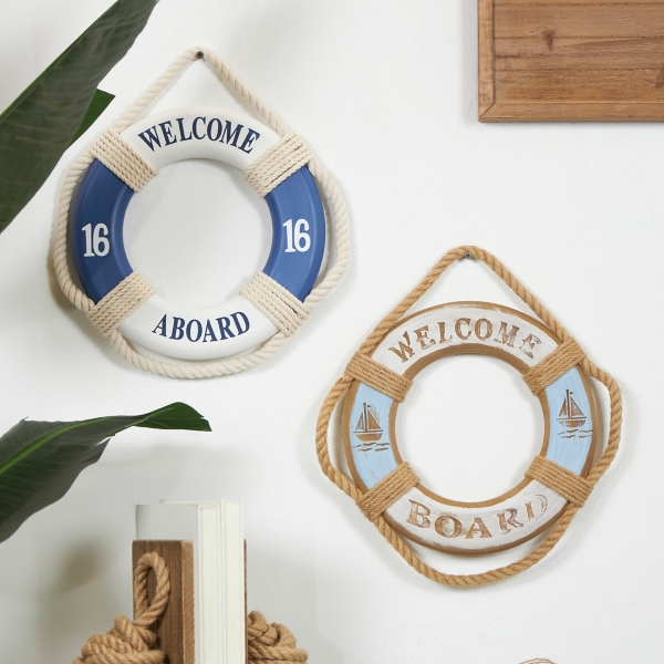Welcome Life Ring Wall Plaques, Set of 2
