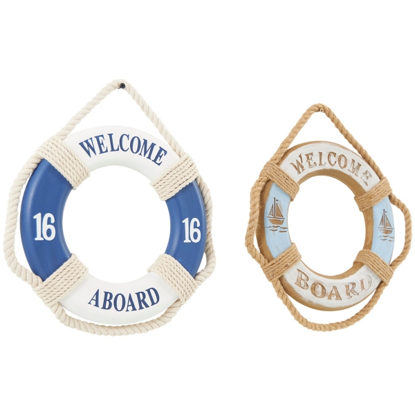 Welcome Life Ring Wall Plaques, Set of 2