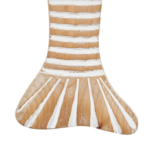 Brown Wood Striped Fish Wall Plaques, Set of 2