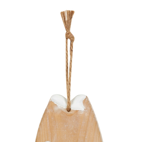 Brown Wood Striped Fish Wall Plaques, Set of 2