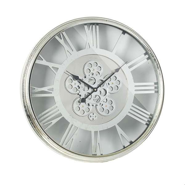 Distressed Silver Iron Wall Clock