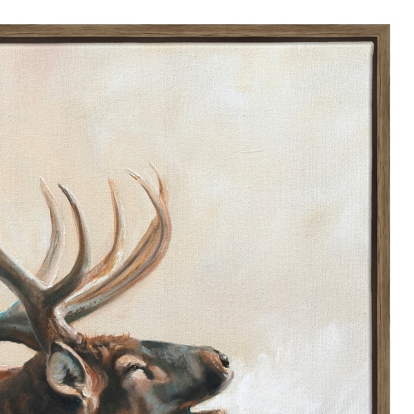 Wild Elk Framed Canvas Art Print