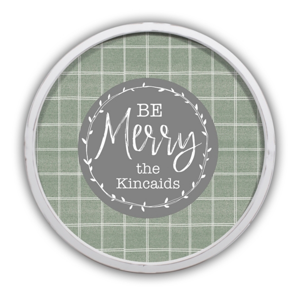 Personalized Green Be Merry White Wall Plaque