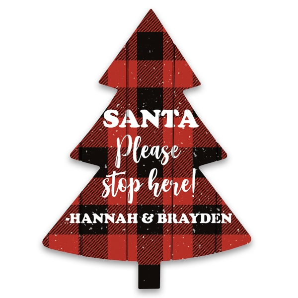 Personalized Santa Please Stop Here Wall Plaque