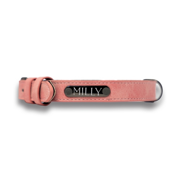 Personalized Pink Vegan Leather Pet Collar