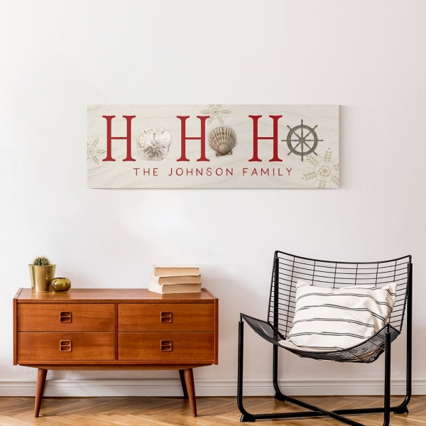 Personalized Coastal Ho Ho Ho Canvas Art Print