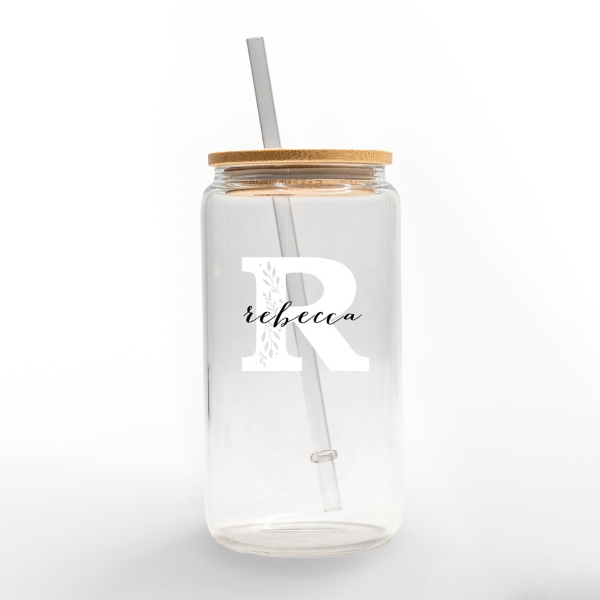 Personalized Monogram R Floral Glass Cup | Kirklands Home