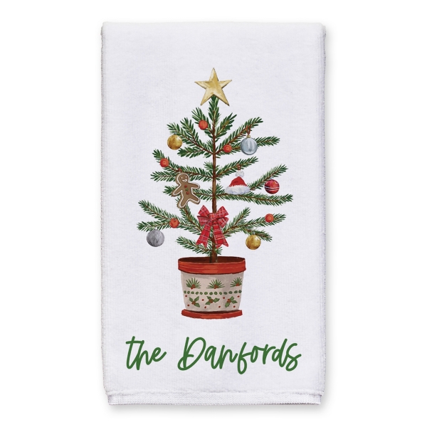 Personalized Christmas Tree Tea Towels, Set of 2