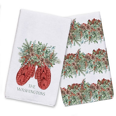 Set of Two Kitchen Hand Dish Tea Towels 15 x 25 Polyester and Cotton