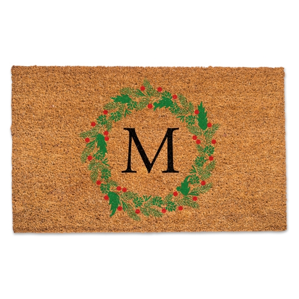 Personalized Monogram Christmas Wreath Doormat