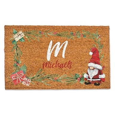 Personalised Christmas Wreath Doormat, Christmas Door Mats, Custom