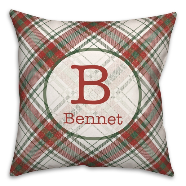 Personalized Monogram Plaid Christmas Pillow Kirklands Home