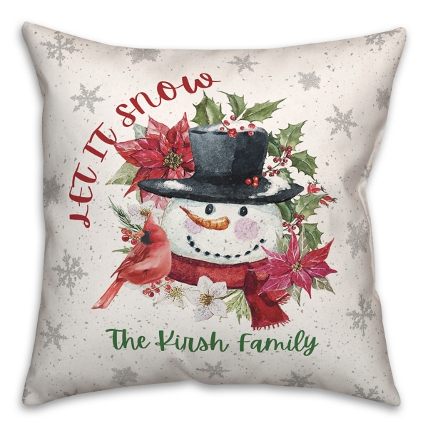 Personalized Let It Snow Snowman Pillow