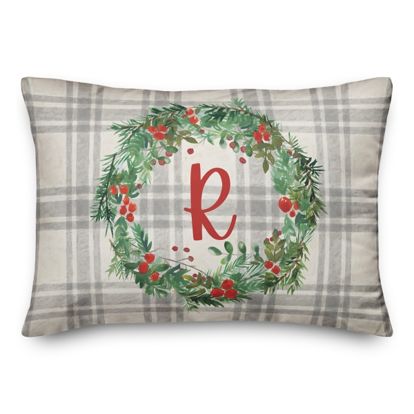 Holly Wreath Holiday Decorative Pillows