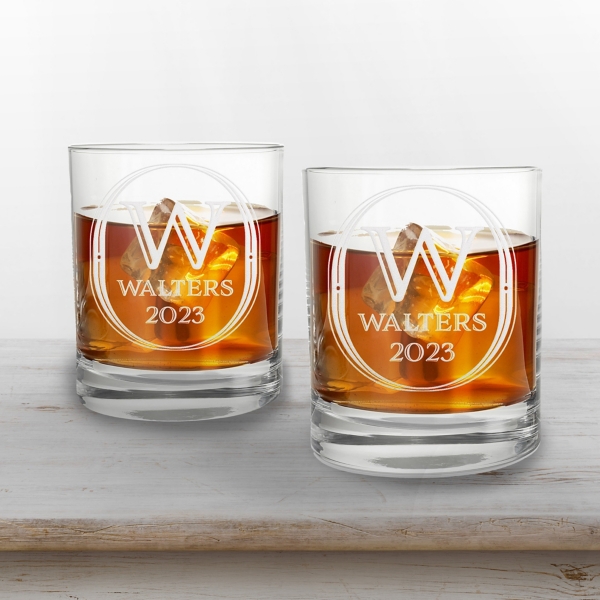 Personalized Art Deco Whiskey Glasses, Set of 2 Kirklands Home