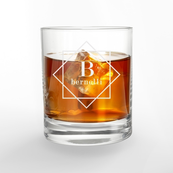 Personalized Diamond Whiskey Glasses, Set of 2