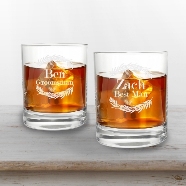 Personalized Best Man Whiskey Glasses, Set of 2