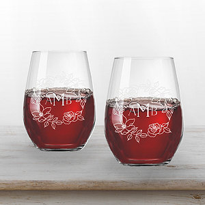 Personalized Mr. & Mrs. Wine Glasses, Set of 2, Clear/White, 4.25H x 3.25 , Glass/Sand | Kirkland's Home