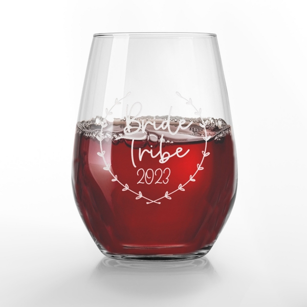 Personalized Bride Tribe Wine Glasses, Set of 2