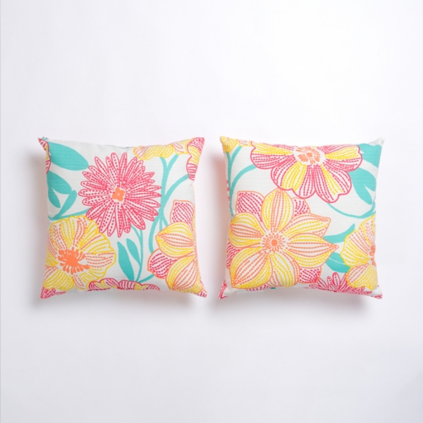 Multicolor Floral Outdoor Pillows, Set of 2
