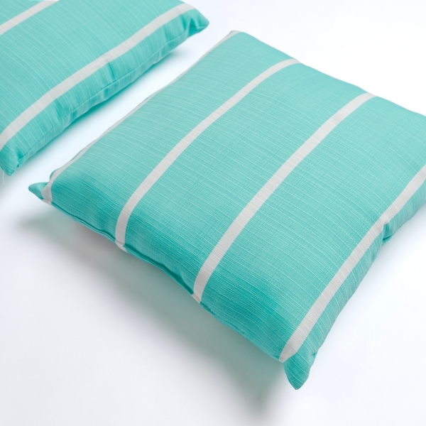 Turquoise Stripe Outdoor Pillows, Set of 2