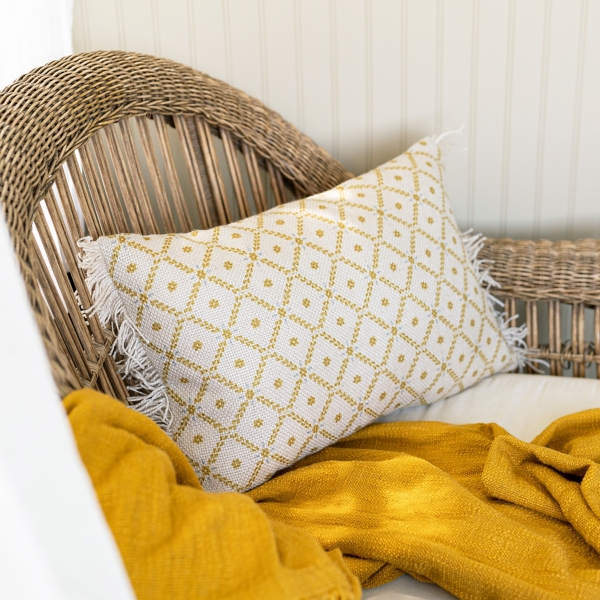 Mustard Geometric Floral Indoor/Outdoor Pillow