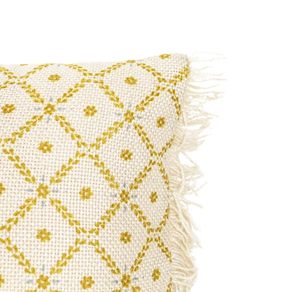 Mustard Geometric Floral Indoor/Outdoor Pillow