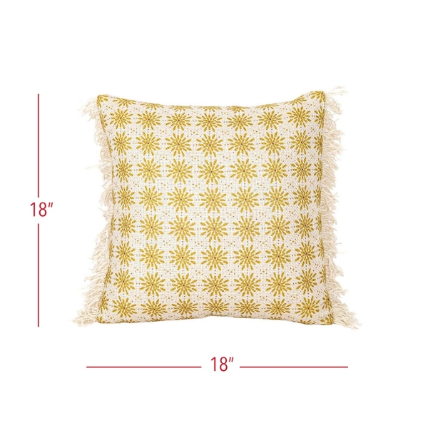 Mustard Boho Floral Indoor/Outdoor Pillow