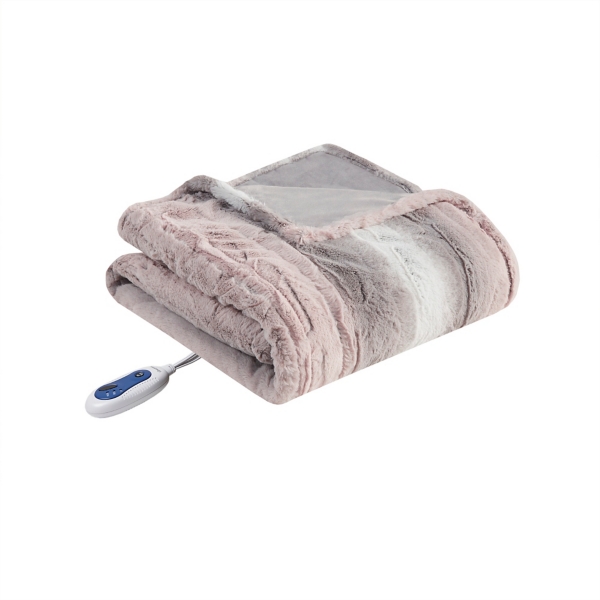 Beautyrest Blush Faux Fur Oversized Heated Throw Kirklands Home