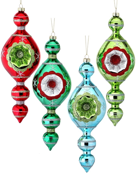 Retro Glass Finial Ornaments, Set of 4 | Kirklands Home