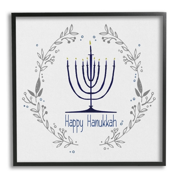 Happy Hanukkah Wreath Framed Art Print