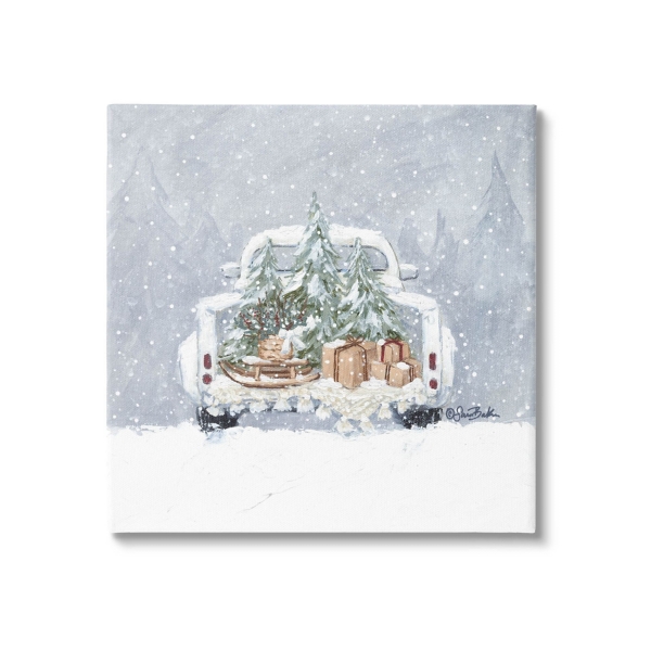 Winter Snow Truck Canvas Art Print