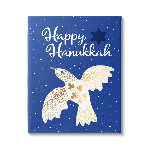 Happy Hanukkah Dove Canvas Art Print
