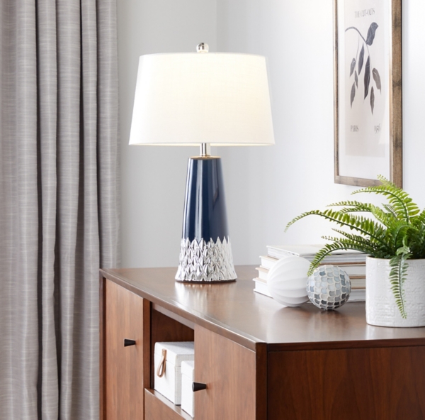 Navy and Silver Piper Table Lamp