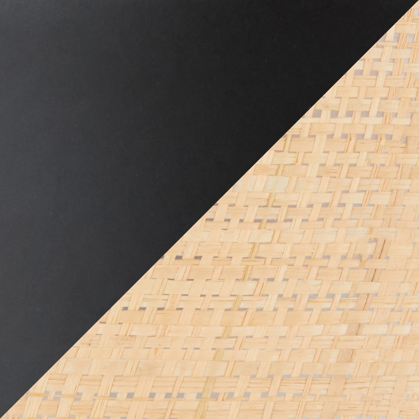 Natural Rattan and Black Metal Table Lamp