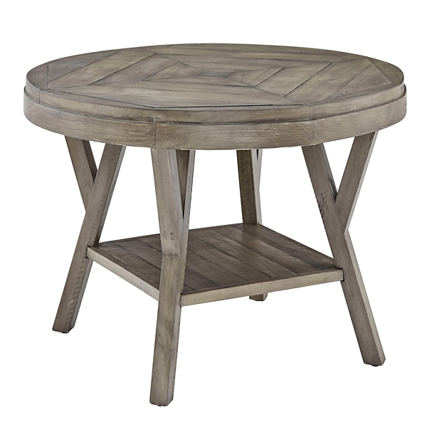 Graywash Round Reclaimed Pine Coffee Table