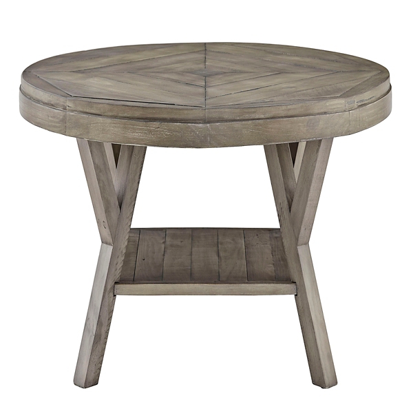 Graywash Round Reclaimed Pine Coffee Table