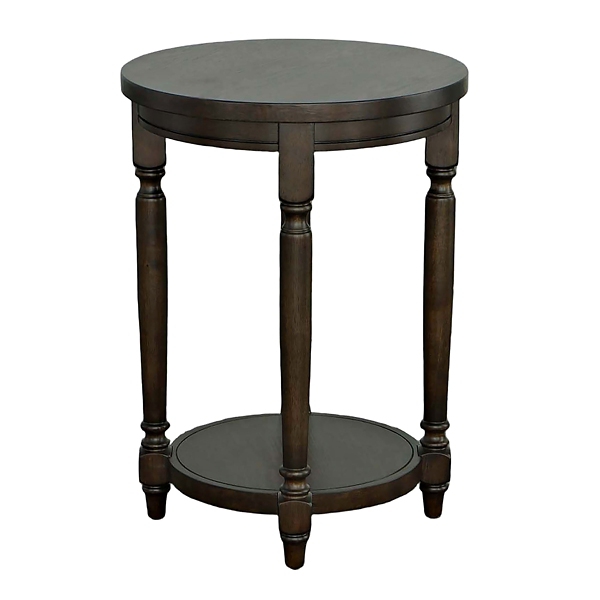 Kirklands Dark Brown Round USB Accent Table | Hamilton Place