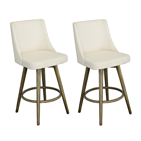 White Upholstered Swivel Bar Stools, Set of 2 Kirklands Home