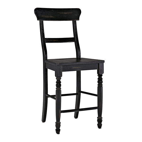 Black Traditional Counter Stools, Set of 2