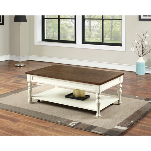 Ivory Farmhouse Wood Coffee Table