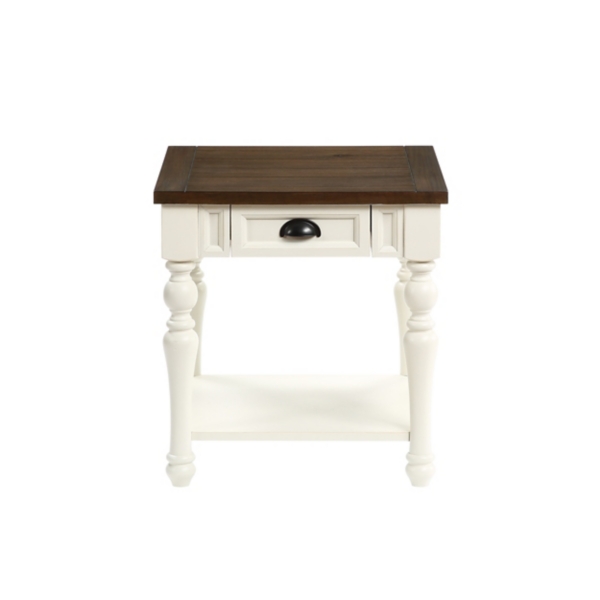 Ivory Farmhouse Wood Accent Table