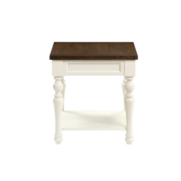 Ivory Farmhouse Wood Accent Table