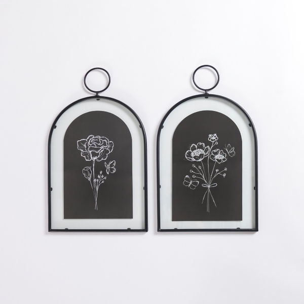 Arched Black Floral Framed Prints, Set of 2 | Kirklands Home