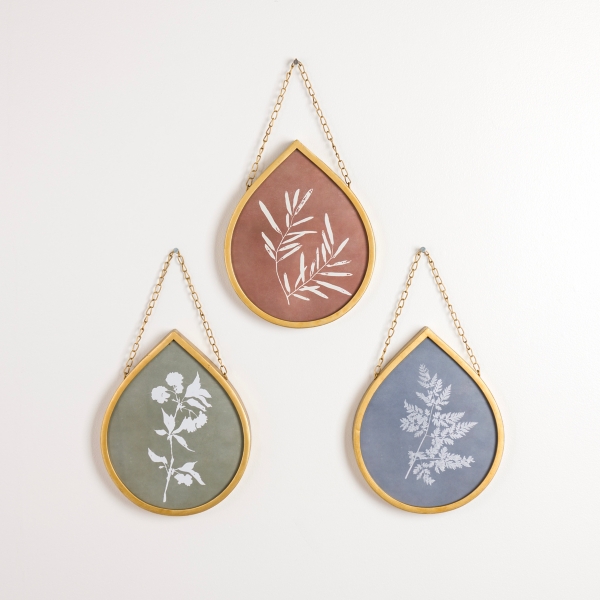 Botanical Raindrop Framed Art Prints, Set of 3 Kirklands Home