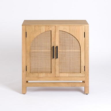 Black Arch Cane and Wood Cabinet