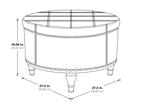 Pewter Leather Antique Nailhead Storage Ottoman