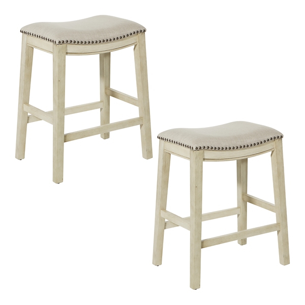 Ecru Antique White Saddle Counter Stools, Set of 2 Kirklands Home