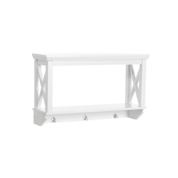 White CrossFrame 3Hook Wall Shelf Kirklands Home